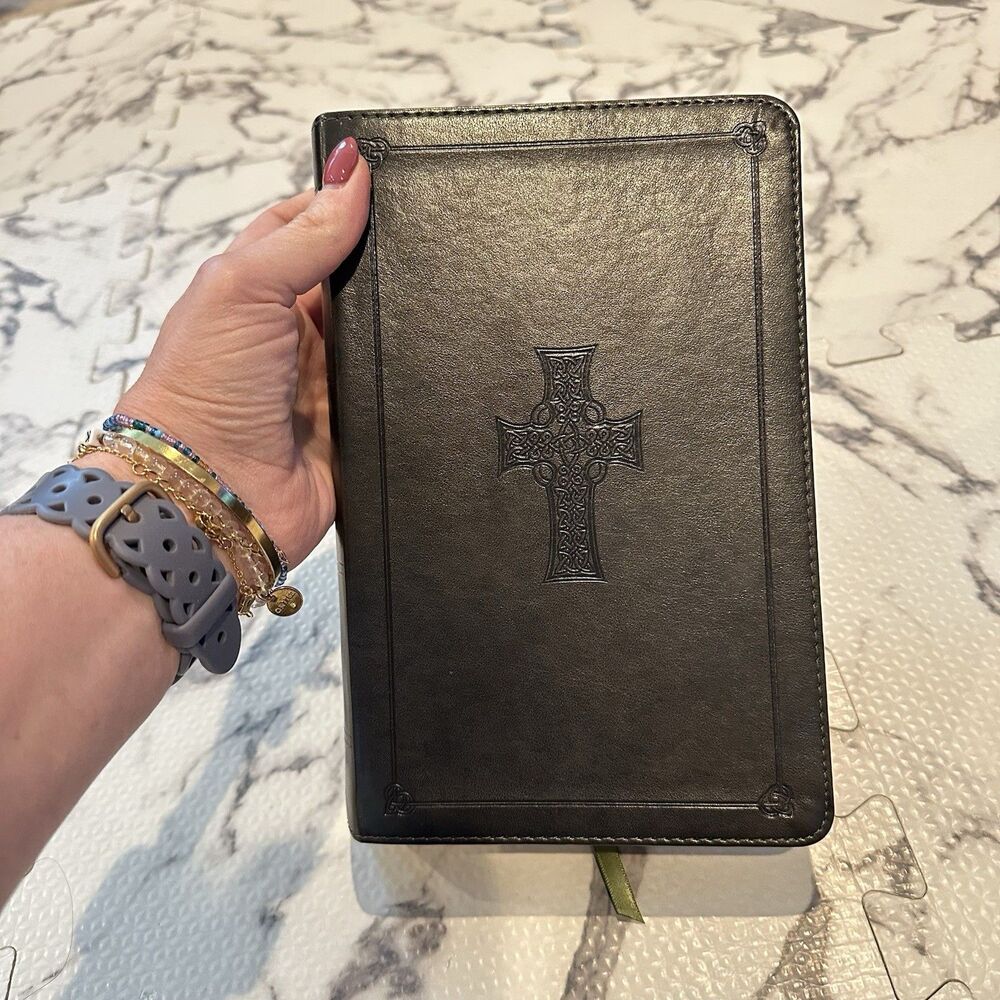 Holy Bible Large Print Crossway Trutone Celtic Cross Espresso Faux Leather 2016